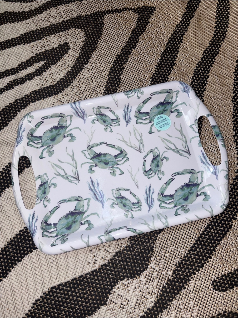 🆕Coastal Blue Crab Melamine Serving Tray